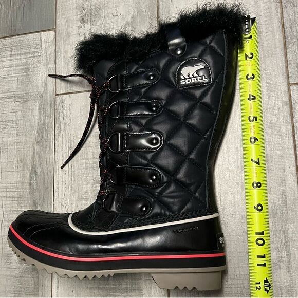Sorel Tolfino Black Quilted Pink Faux Fur Waterproof Snow Winter Tall Boot 6 - Picture 10 of 14